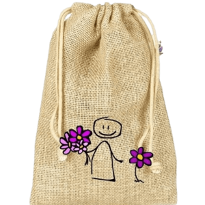 JUTE - GESCHENKSÄCKLEIN MIT MOTIV BLUMENKIND - 25 x 18 cm